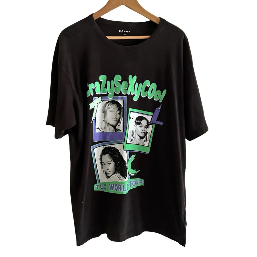 Old Navy Faded Black TLC World Tour Shirt Size Large Tall - Picture 2 of 9